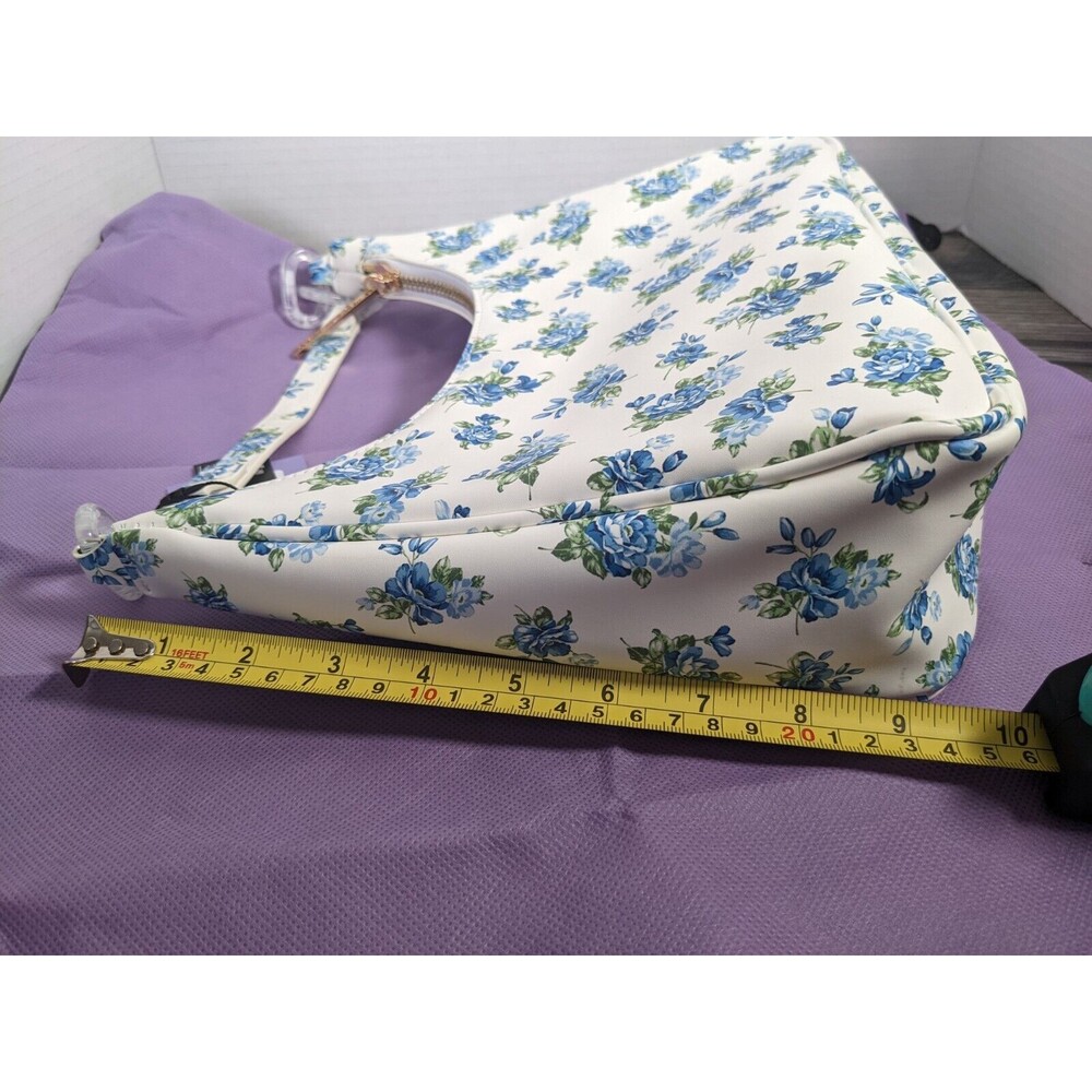House Of Want Newbie Hobo Shoulder Bag White Blue Floral Vegan Leather NWT - Picture 12 of 12